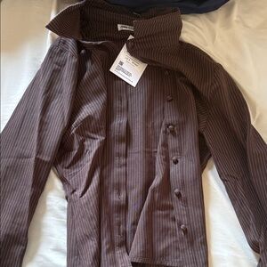 Princess Polly Brown Striped Blouse